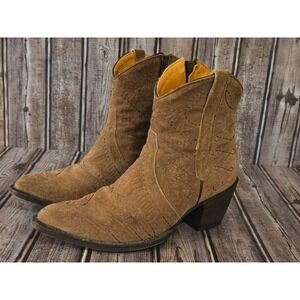 Sz 8.5 Women's Old Gringo Shorty Brown Suede Ankle Western Cowboy Boots VGUC!